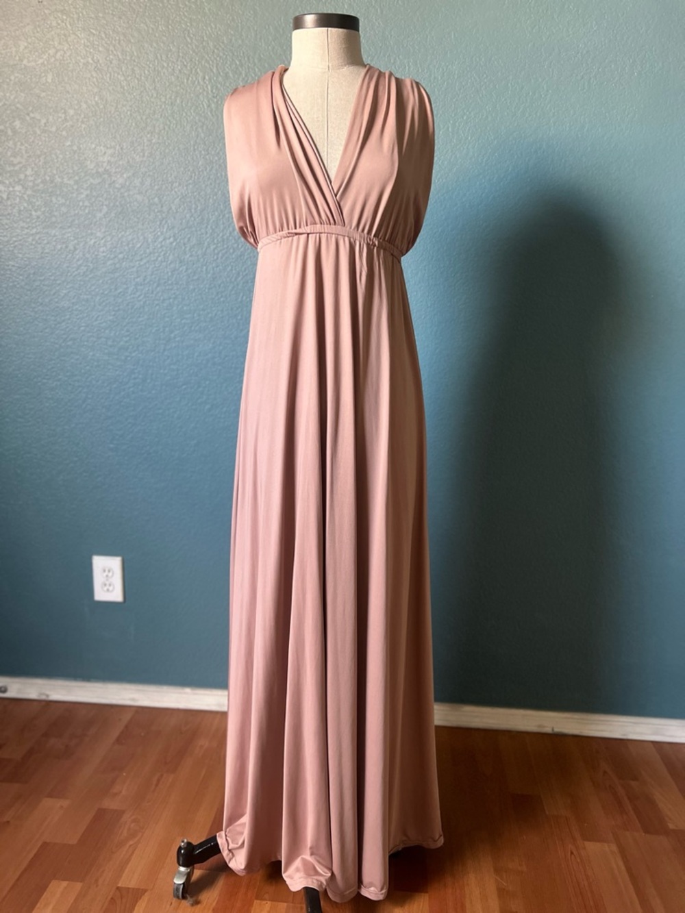 Women’s Classic Sleeveless Maxi Dress in Dusty Rose Blush versatile tie size xl